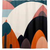 ミッドセンチュリーモダンアートシャワーカーテン – Elevate Yo シャワーカーテン (正面)