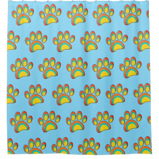 ミッドセンチュリーモダンアートドッグポープリントカスタム シャワーカーテン (正面)