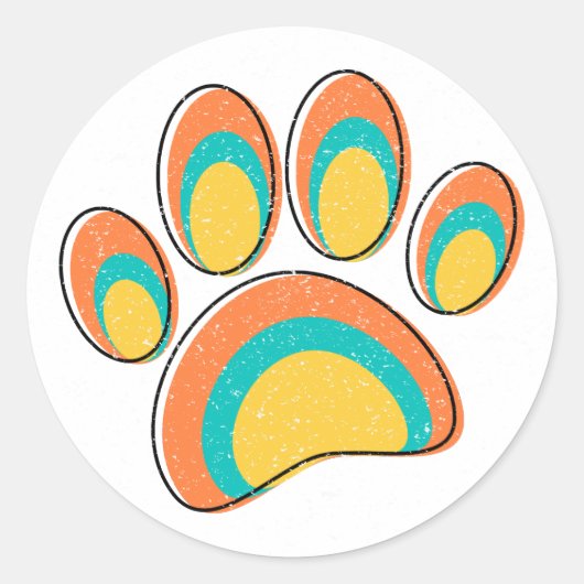 ミッドセンチュリーモダンアートドッグポープリントカスタム ラウンドシール (正面)