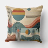 ミッドセンチュリーモダンアートビーチサンライズ クッション (正面)