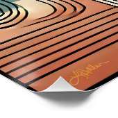 ミッドセンチュリーモダンアートビーチサンライズ ポスター (コーナー)