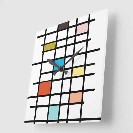 ミッドセンチュリーモダンアートプリント スクエア壁時計 (傾斜)