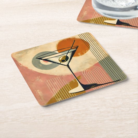 ミッドセンチュリーモダンアートマルティーニ スクエアペーパーコースター (アングル)
