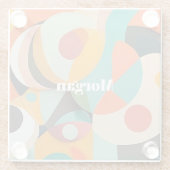 ミッドセンチュリーモダンアートモノグラムまたは名前，幾何学的 ガラスコースター (裏面)