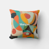 ミッドセンチュリーモダンアートモノグラムまたは名前,幾何学的 クッション (正面)