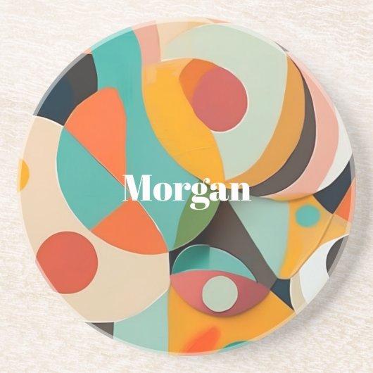 ミッドセンチュリーモダンアートモノグラムまたは名前,幾何学的 コースター (正面)