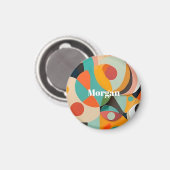 ミッドセンチュリーモダンアートモノグラムまたは名前,幾何学的 マグネット (正面/裏面)