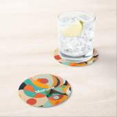 ミッドセンチュリーモダンアートモノグラムまたは名前，幾何学的 ラウンドペーパーコースター (インサイチュ)