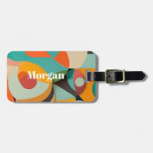 ミッドセンチュリーモダンアートモノグラムまたは名前，幾何学的 ラゲッジタグ (正面横)