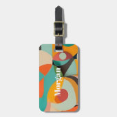 ミッドセンチュリーモダンアートモノグラムまたは名前，幾何学的 ラゲッジタグ (正面縦)