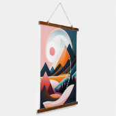 ミッドセンチュリーモダンアート抽象芸術山脈 吊り下げ型タペストリー (傾斜あり)