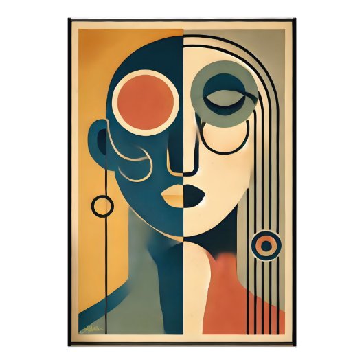 ミッドセンチュリーモダンアート抽象芸術準拠なし フォトプリント            (正面)