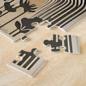 ミッドセンチュリーモダンアート春バレーレイクサンセット ジグソーパズル (側面)