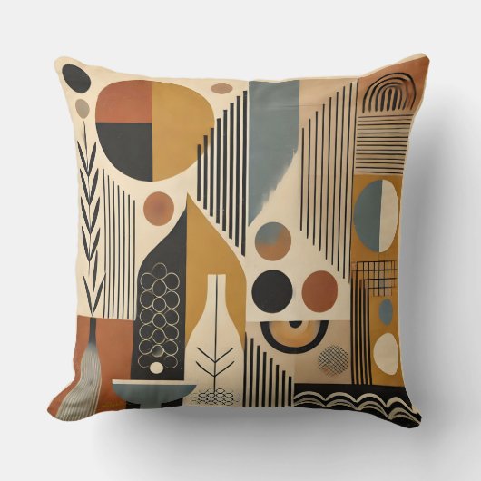 ミッドセンチュリーモダンアート秋の収穫 クッション (正面)