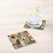 ミッドセンチュリーモダンアート秋の収穫 スクエアペーパーコースター (インサイチュ)