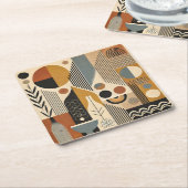 ミッドセンチュリーモダンアート秋の収穫 スクエアペーパーコースター (アングル)