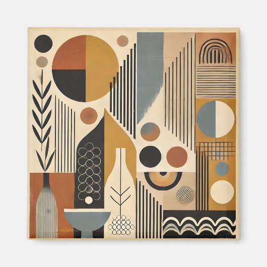 ミッドセンチュリーモダンアート秋の収穫 マグネット (正面)