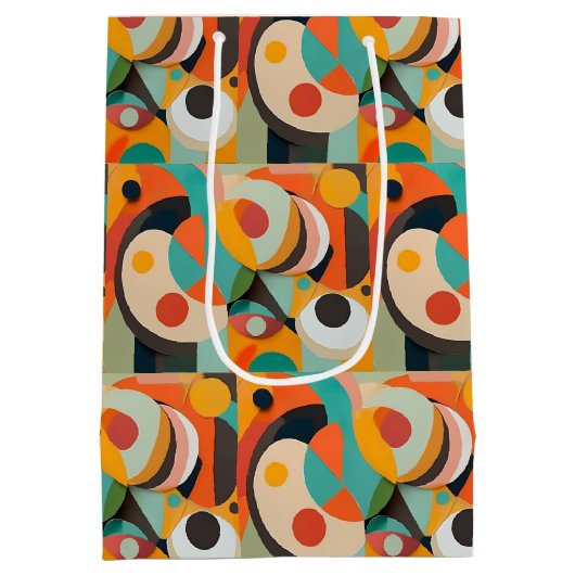 ミッドセンチュリーモダンアート、さまざまな色、幾何学的 ミディアムペーパーバッグ (裏面)