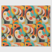 ミッドセンチュリーモダンアート、さまざまな色、幾何学的 ラッピングペーパー (フラット)