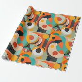 ミッドセンチュリーモダンアート、さまざまな色、幾何学的 ラッピングペーパー (アンロールド)