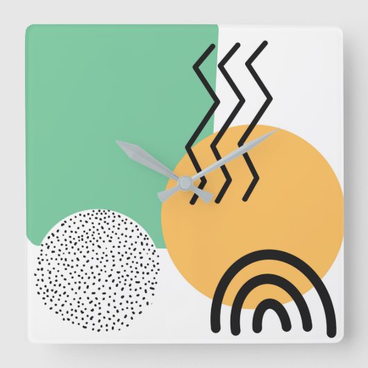 ミッドセンチュリーモダンアート スクエア壁時計 (正面)