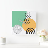 ミッドセンチュリーモダンアート スクエア壁時計 (ホーム)