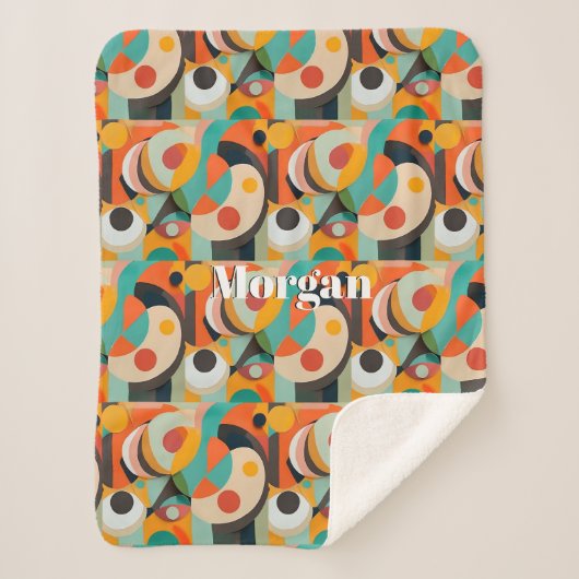 ミッドセンチュリーモダンアート、名前またはモノグラム幾何学 シェルパブランケット (正面)
