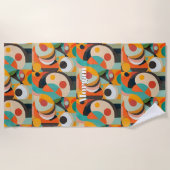 ミッドセンチュリーモダンアート、名前またはモノグラム幾何学 ビーチタオル (正面)