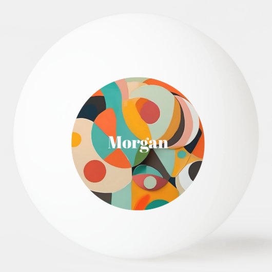 ミッドセンチュリーモダンアート、名前またはモノグラム幾何学 卓球ボール (正面)
