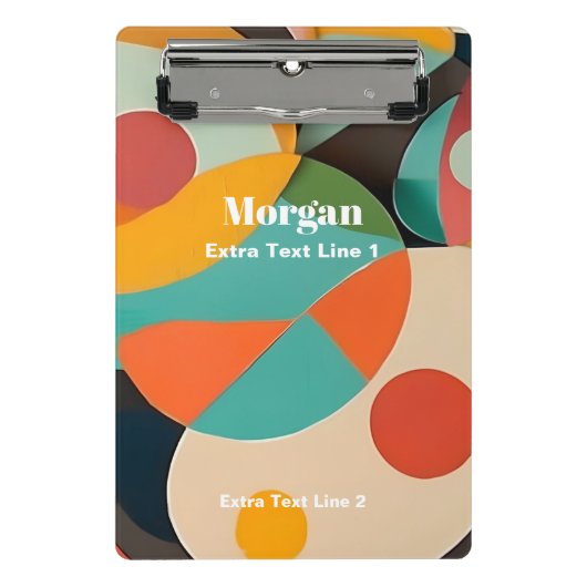 ミッドセンチュリーモダンアート、名前&文字ライン ミニクリップボード (正面)