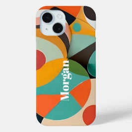 ミッドセンチュリーモダンアート 縦書き 幾何学 iPhone 15ケース