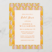 ミッドセンチュリーモダンイエロージオメトリックブライダルシャワー 招待状 (正面/裏面)