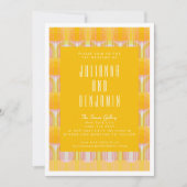 ミッドセンチュリーモダンイエロージオメトリックラ結婚イン 招待状 (正面)