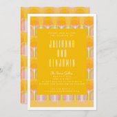 ミッドセンチュリーモダンイエロージオメトリックラ結婚イン 招待状 (正面/裏面)