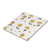 ミッドセンチュリーモダンイエローフローラシームレスパターン タイル (側面)