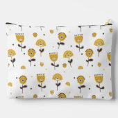 ミッドセンチュリーモダンイエローフローラルパターン アクセサリーポーチ (裏面)