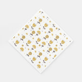 ミッドセンチュリーモダンイエローフローラルパターン スタンダードランチョンナプキン (角)