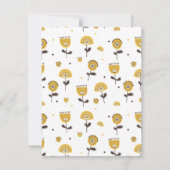ミッドセンチュリーモダンイエローフローラルパターン ノートカード (裏面)