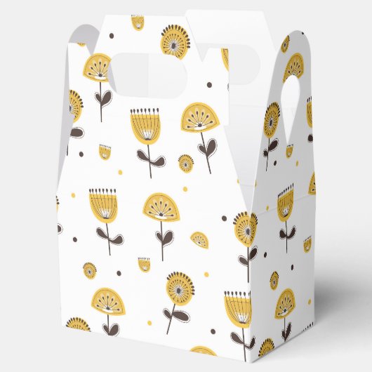 ミッドセンチュリーモダンイエローフローラルパターン フェイバーボックス (オープン)