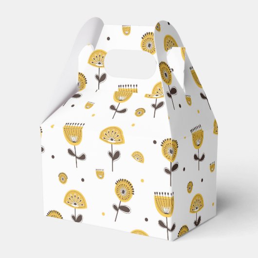 ミッドセンチュリーモダンイエローフローラルパターン フェイバーボックス (正面サイド)