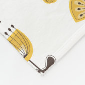 ミッドセンチュリーモダンイエローフローラルパターン フリースブランケット (角)