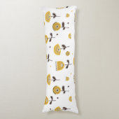 ミッドセンチュリーモダンイエローフローラルパターン ボディピロー (正面縦)