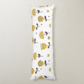 ミッドセンチュリーモダンイエローフローラルパターン ボディピロー (裏面 (縦))