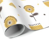 ミッドセンチュリーモダンイエローフローラルパターン ラッピングペーパー (ロールコーナー)