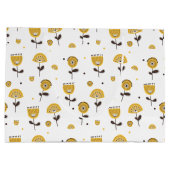 ミッドセンチュリーモダンイエローフローラルパターン ラージペーパーバッグ (裏面)