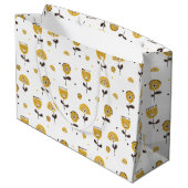 ミッドセンチュリーモダンイエローフローラルパターン ラージペーパーバッグ (裏面アングル)