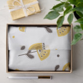 ミッドセンチュリーモダンイエローフローラルパターン 薄葉紙 (ギフト)