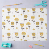 ミッドセンチュリーモダンイエローフローラルパターン 薄葉紙 (クラフト)