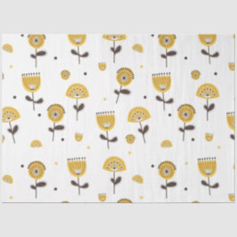 ミッドセンチュリーモダンイエローフローラルパターン 薄葉紙