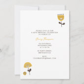 ミッドセンチュリーモダンイエローフローラ誕生日 招待状 (正面)